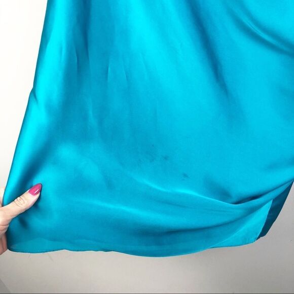 CACHE | Turquoise One Shoulder Draped Mini Dress Women’s Size 2 - Picture 8 of 9